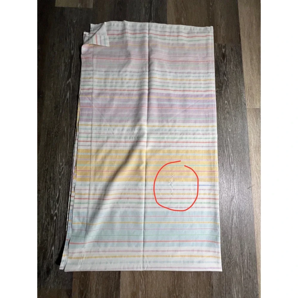 Flat Sheet Full Pastel Rainbow Striped Vintage Retro Bedding